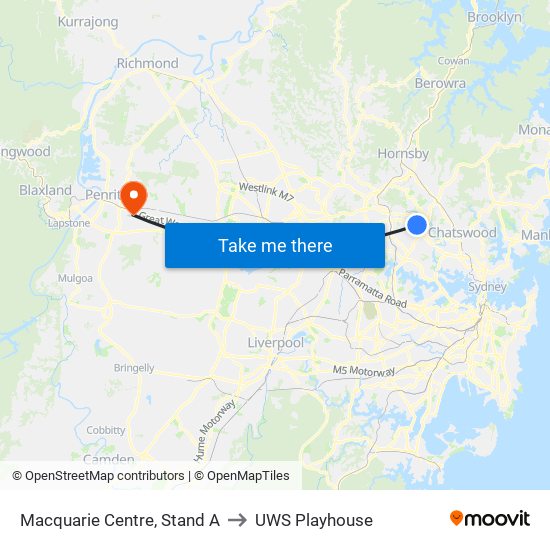 Macquarie Centre, Stand A to UWS Playhouse map