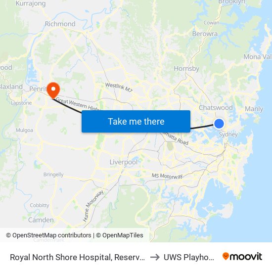 Royal North Shore Hospital, Reserve Rd to UWS Playhouse map