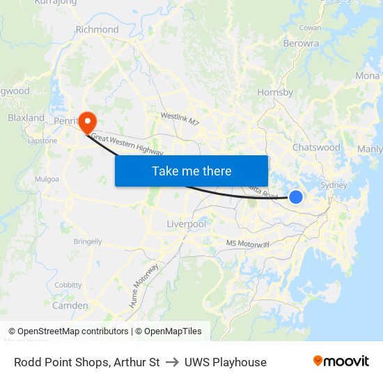 Rodd Point Shops, Arthur St to UWS Playhouse map