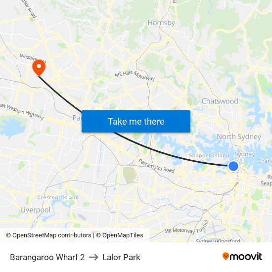 Barangaroo Wharf 2 to Lalor Park map