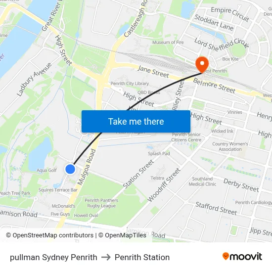 pullman Sydney Penrith to Penrith Station map