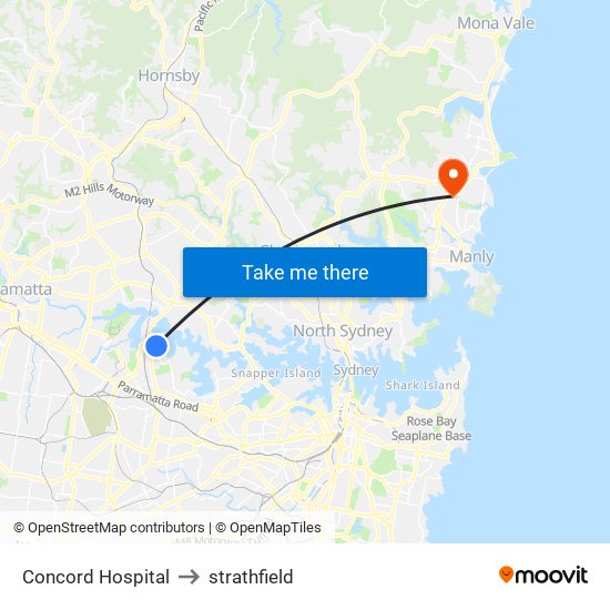 Concord Hospital to strathfield map