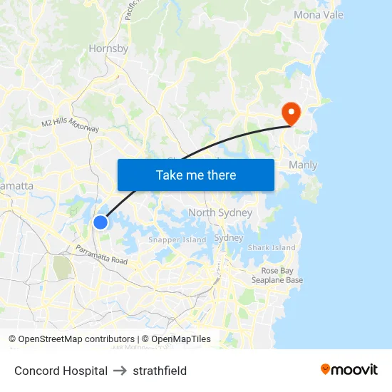 Concord Hospital to strathfield map