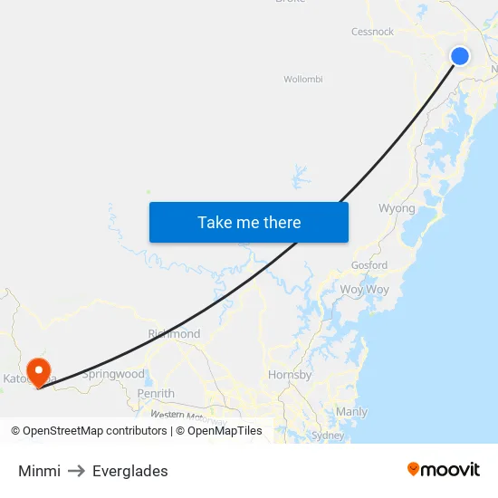 Minmi to Everglades map