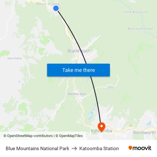 Blue Mountains National Park to Katoomba Station map