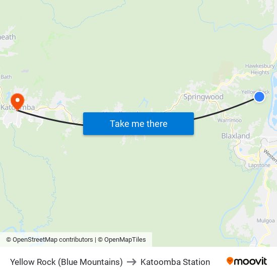 Yellow Rock (Blue Mountains) to Katoomba Station map