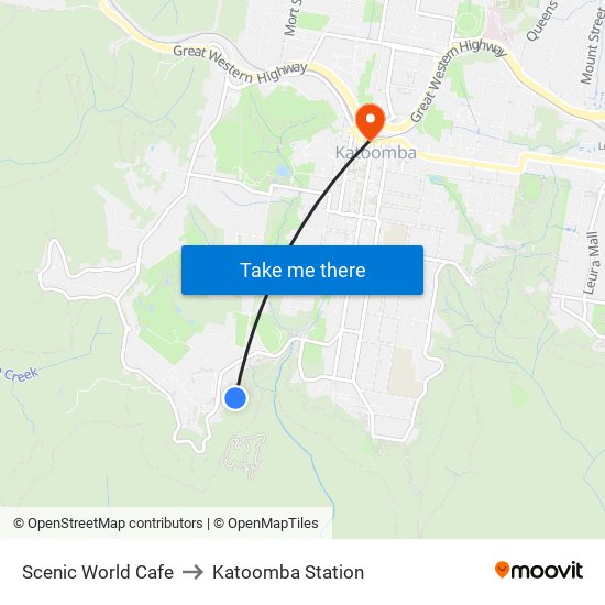 Scenic World Cafe to Katoomba Station map