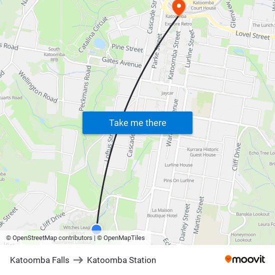 Katoomba Falls to Katoomba Station map