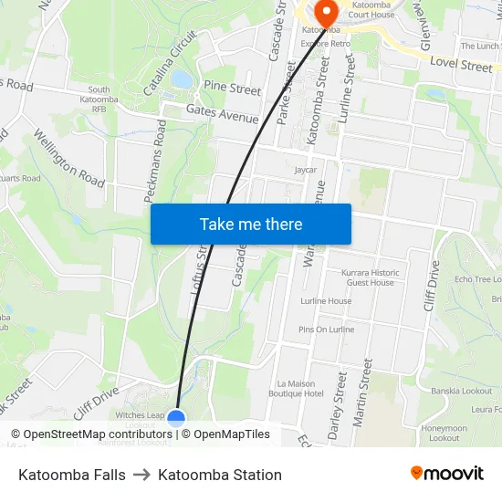 Katoomba Falls to Katoomba Station map