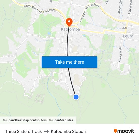 Three Sisters Track to Katoomba Station map