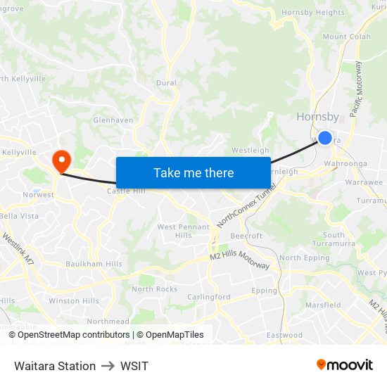 Waitara Station to WSIT map