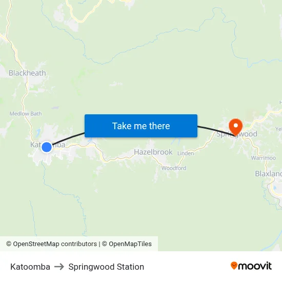Katoomba to Springwood Station map