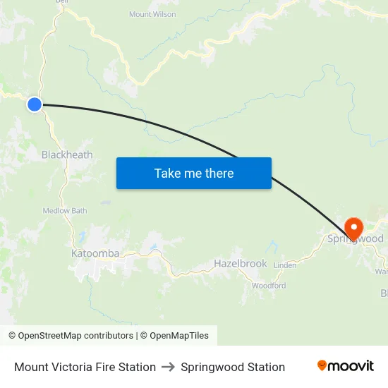 Mount Victoria Fire Station to Springwood Station map