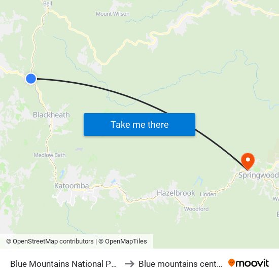 Blue Mountains National Park to Blue mountains central map