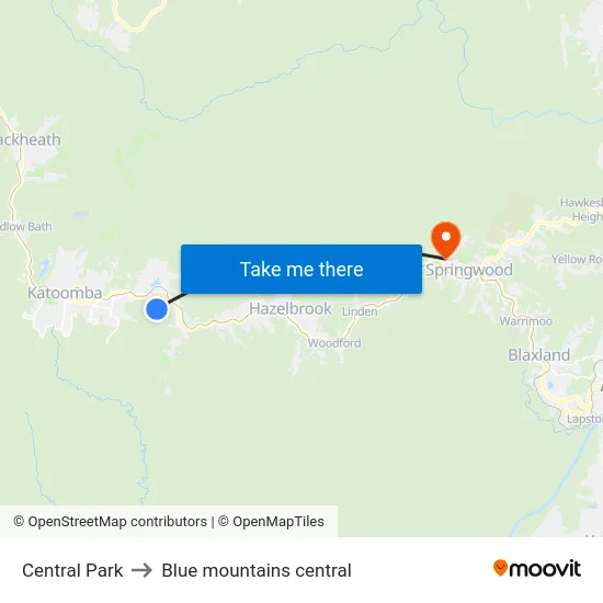 Central Park to Blue mountains central map