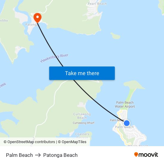 Palm Beach to Patonga Beach map