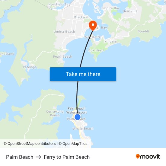 Palm Beach to Ferry to Palm Beach map