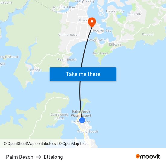 Palm Beach to Ettalong map