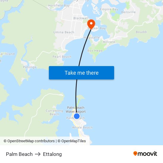 Palm Beach to Ettalong map