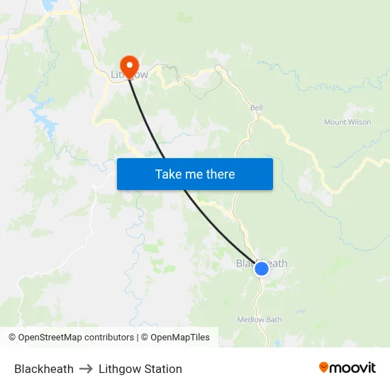Blackheath to Lithgow Station map