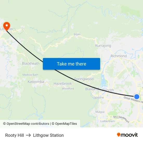 Rooty Hill to Lithgow Station map