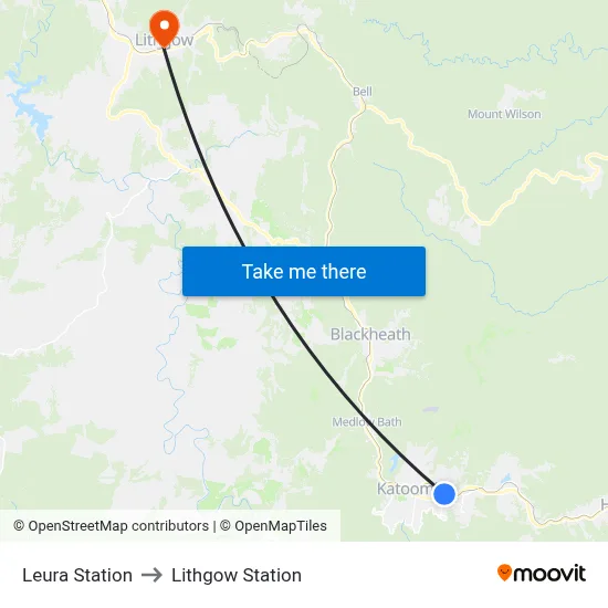 Leura Station to Lithgow Station map