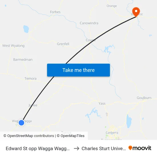 Edward St opp Wagga Wagga Base Hospital to Charles Sturt University (CSU) map