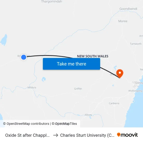 Oxide St after Chapple St to Charles Sturt University (CSU) map