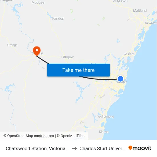 Chatswood Station, Victoria Ave, Stand E to Charles Sturt University (CSU) map