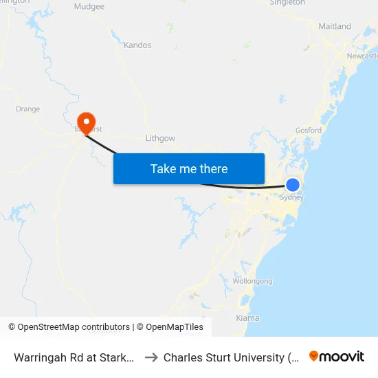Warringah Rd at Starkey St to Charles Sturt University (CSU) map