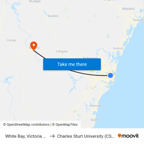 White Bay, Victoria Rd to Charles Sturt University (CSU) map