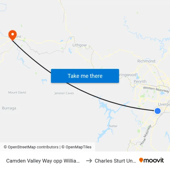 Camden Valley Way opp William Carey Christian School to Charles Sturt University (CSU) map
