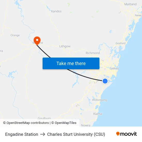 Engadine Station to Charles Sturt University (CSU) map