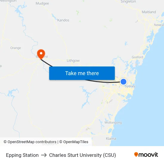 Epping Station to Charles Sturt University (CSU) map