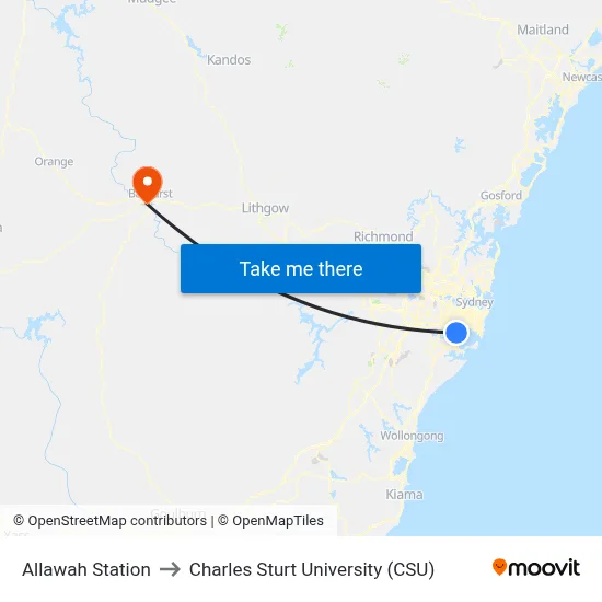 Allawah Station to Charles Sturt University (CSU) map