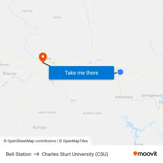 Bell Station to Charles Sturt University (CSU) map
