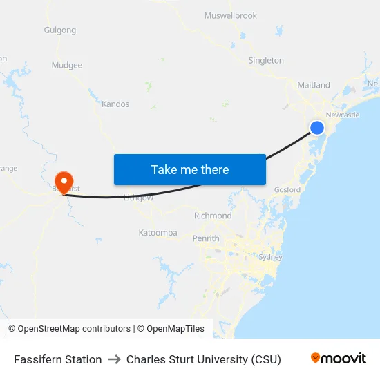 Fassifern Station to Charles Sturt University (CSU) map