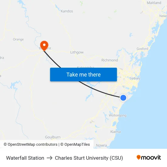 Waterfall Station to Charles Sturt University (CSU) map