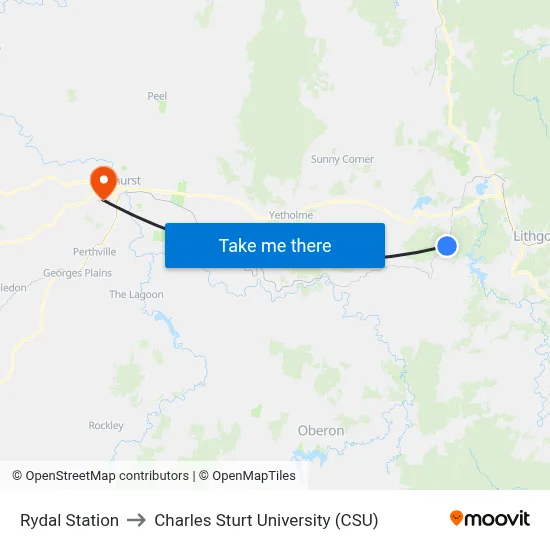 Rydal Station to Charles Sturt University (CSU) map