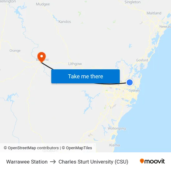 Warrawee Station to Charles Sturt University (CSU) map