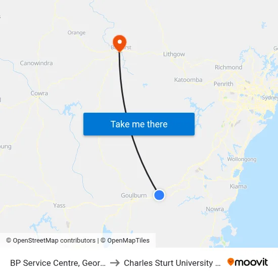 BP Service Centre, George St to Charles Sturt University (CSU) map