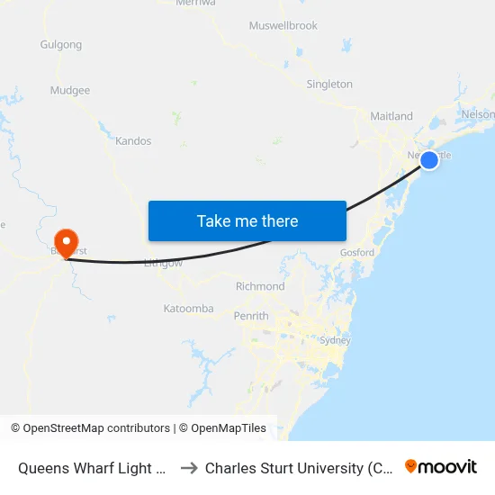 Queens Wharf Light Rail to Charles Sturt University (CSU) map