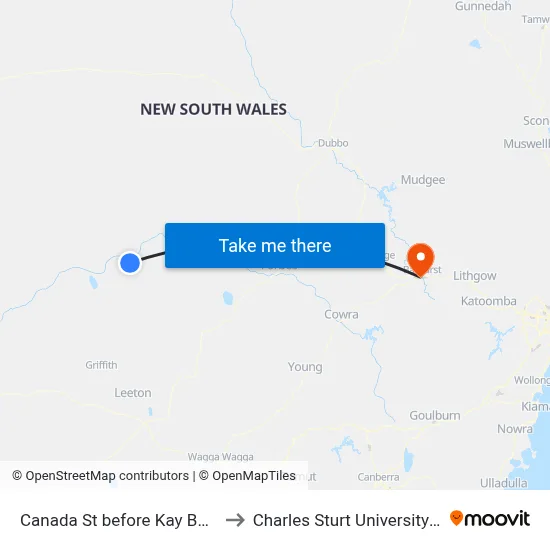 Canada St before Kay Booth La to Charles Sturt University (CSU) map
