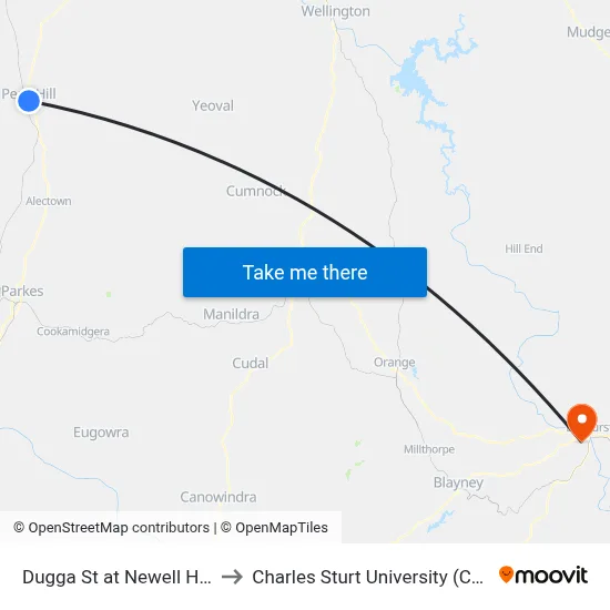 Dugga St at Newell Hwy to Charles Sturt University (CSU) map