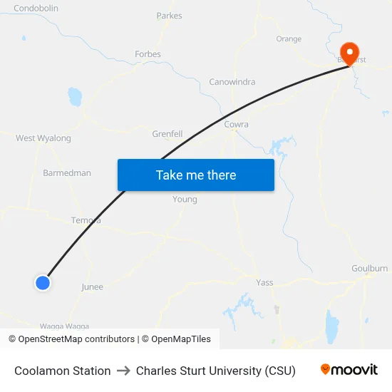 Coolamon Station to Charles Sturt University (CSU) map