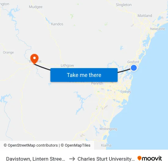 Davistown, Lintern Street Wharf to Charles Sturt University (CSU) map