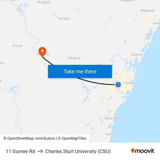 11 Gurney Rd to Charles Sturt University (CSU) map