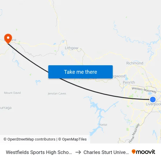 Westfields Sports High School, Hamilton Rd to Charles Sturt University (CSU) map