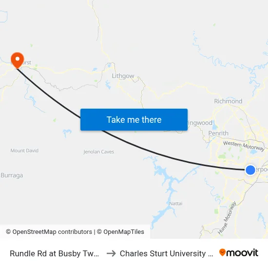 Rundle Rd at Busby Tway Stn to Charles Sturt University (CSU) map
