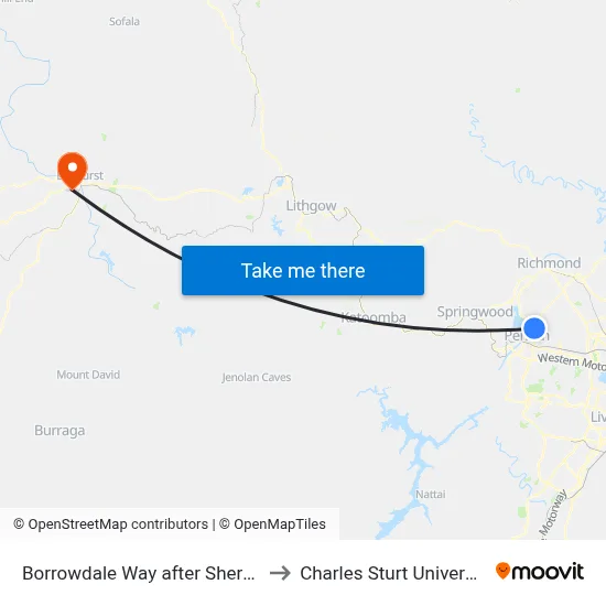 Borrowdale Way after Sherringham Rd to Charles Sturt University (CSU) map